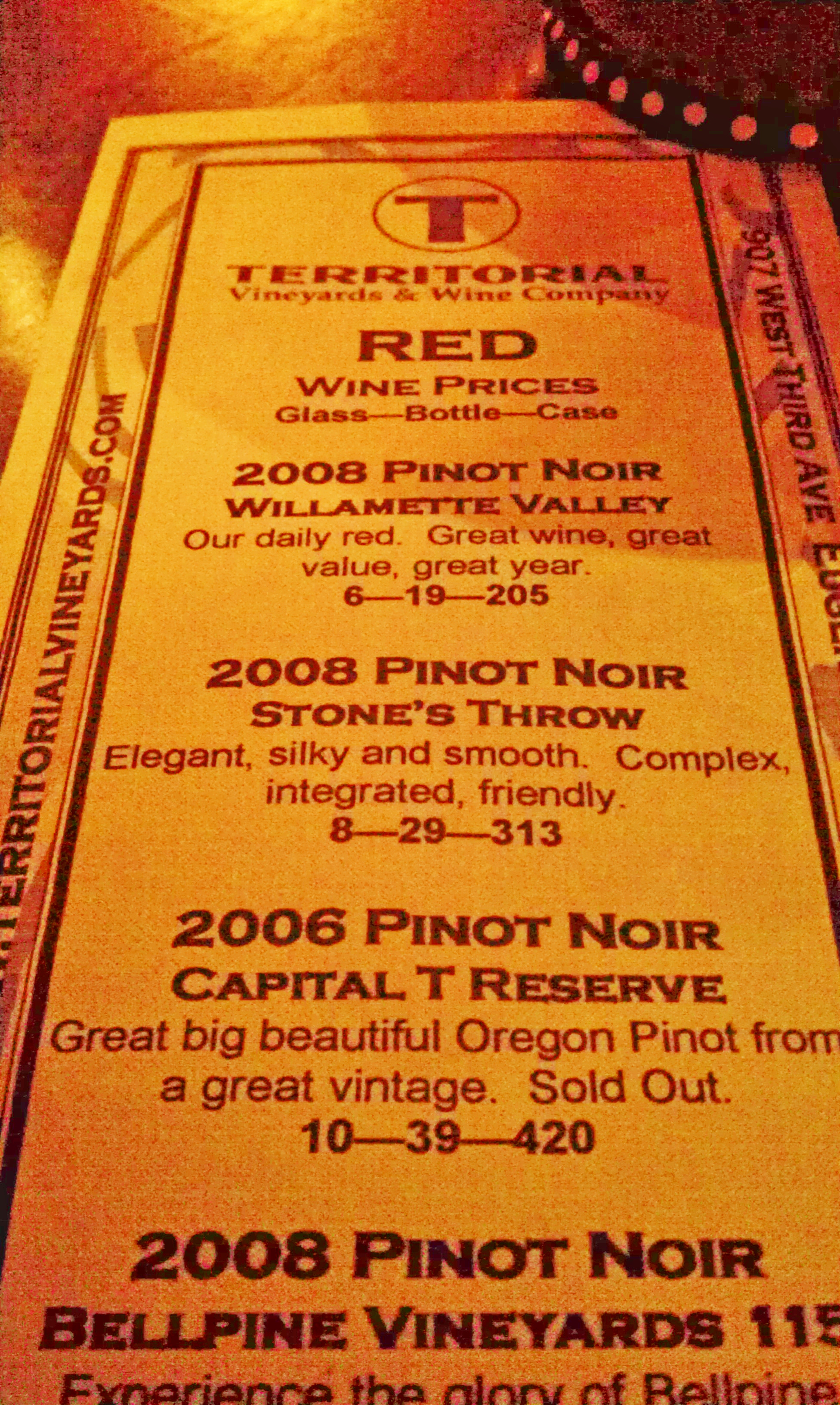 Touting Territorial’s Tantalizing Pinot Noirs