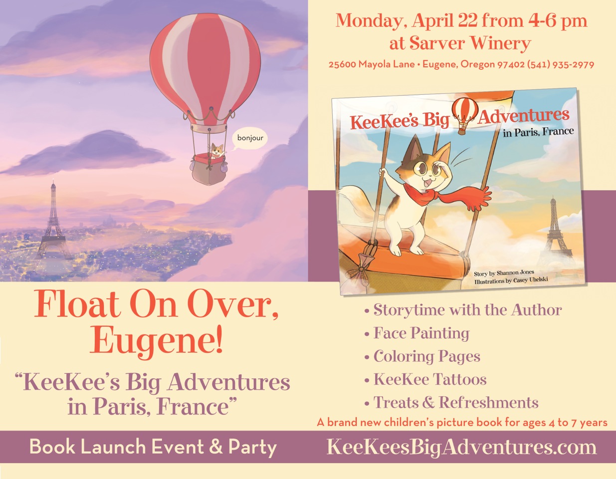 Sarver Winery to Host Children’s Book Launch Event & Party: KeeKee’s Big Adventures